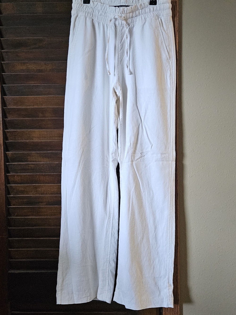 Hollister White Drawstring Lounge Linen Pant